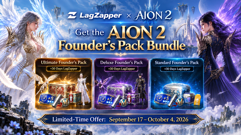 AION 2 Founder’s Pack bundles with 30 Days of LagZapper membership